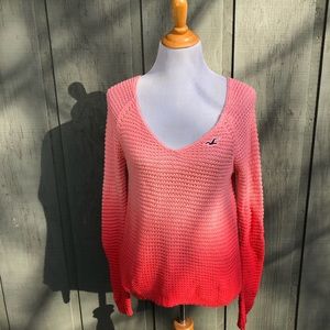 Hollister Ombré Pink V Neck Sweater Pink